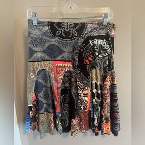 Desigual Rainbow skirt a line soft colourful art to wear L